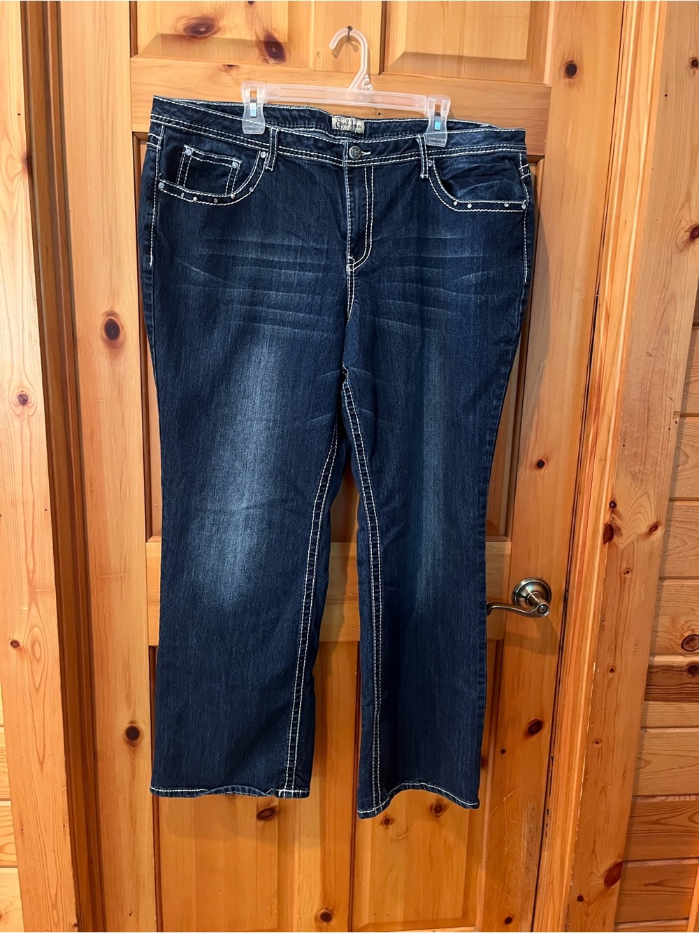 Earl Jeans Dark Blue Boot Cut Jeans with Contrast Stitching